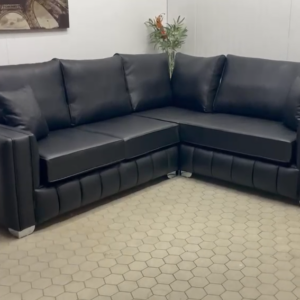 Modern Black Leather Corner Sofa