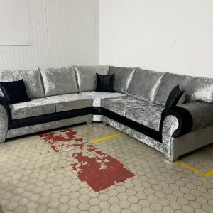 Striking Silver and Black Corner Sofa
