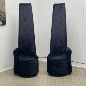 Pair of Black High-Back Minimalist Accent Chairs