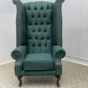 Tall Forest Green Tufted Armchair