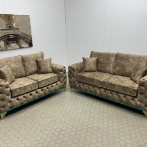 Pair of Soft Brown Textured Leather Sofas