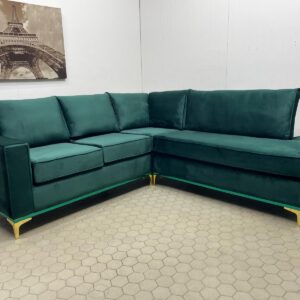 Forest Green L-Shaped Sofa with Chaise Section