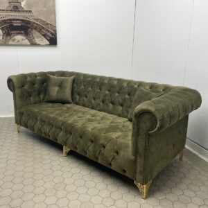 Classic Olive Green Chesterfield Sofa