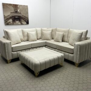 Soft Beige Corner Sofa with Matching Coffee Table