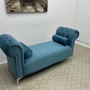 Blue Upholstered Accent Bench