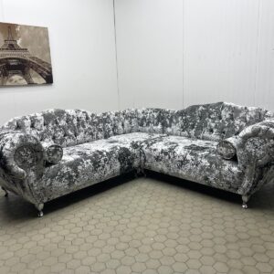 Crushed Velvet Chesterfield L-Shaped Corner Sofa