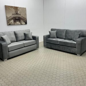 Pair of Contemporary Grey 2-Seater Sofas