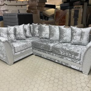Crushed Velvet Sofa with Silver Sparkle Detailing