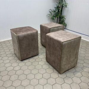 Brown Rectangular Upholstered Stools