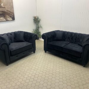 Pair of Black Chesterfield Sofas