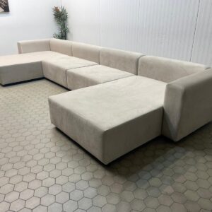 Minimalistic Low Profile U-Shape Sofa with Chaise Ends