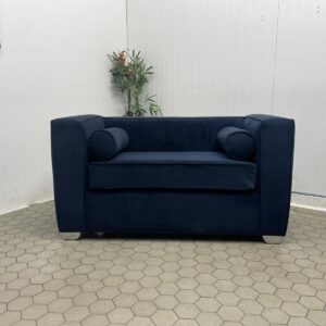 Navy Accent Chair with Bolster Cushions