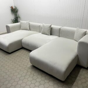 Modular White Lounge Sofa with Chaise Sections