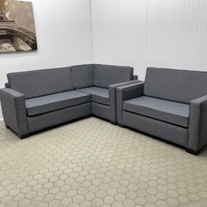 Contemporary Dark Grey Modular Sofa and Lounge Chair Set