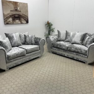 Pair of 2-Seater Crushed Velvet Sofas