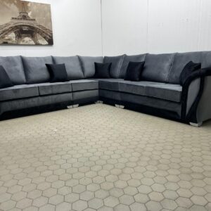 Contemporary Dark Grey and Black Corner Sofa