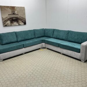 Contemporary Turquoise and Grey Corner Sofa