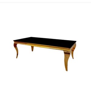 Black High-Gloss Coffee Table with Gold Finish