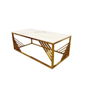 Marble-Effect Coffee Table with Sculptural Gold Base