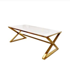 Marble-Effect Coffee Table with Sculptural Gold Base