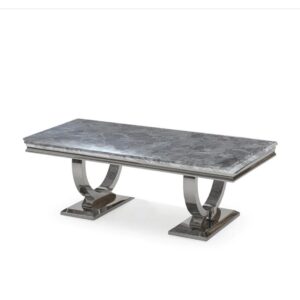 Marble Coffee Table with Sculptural Stainless Steel Base